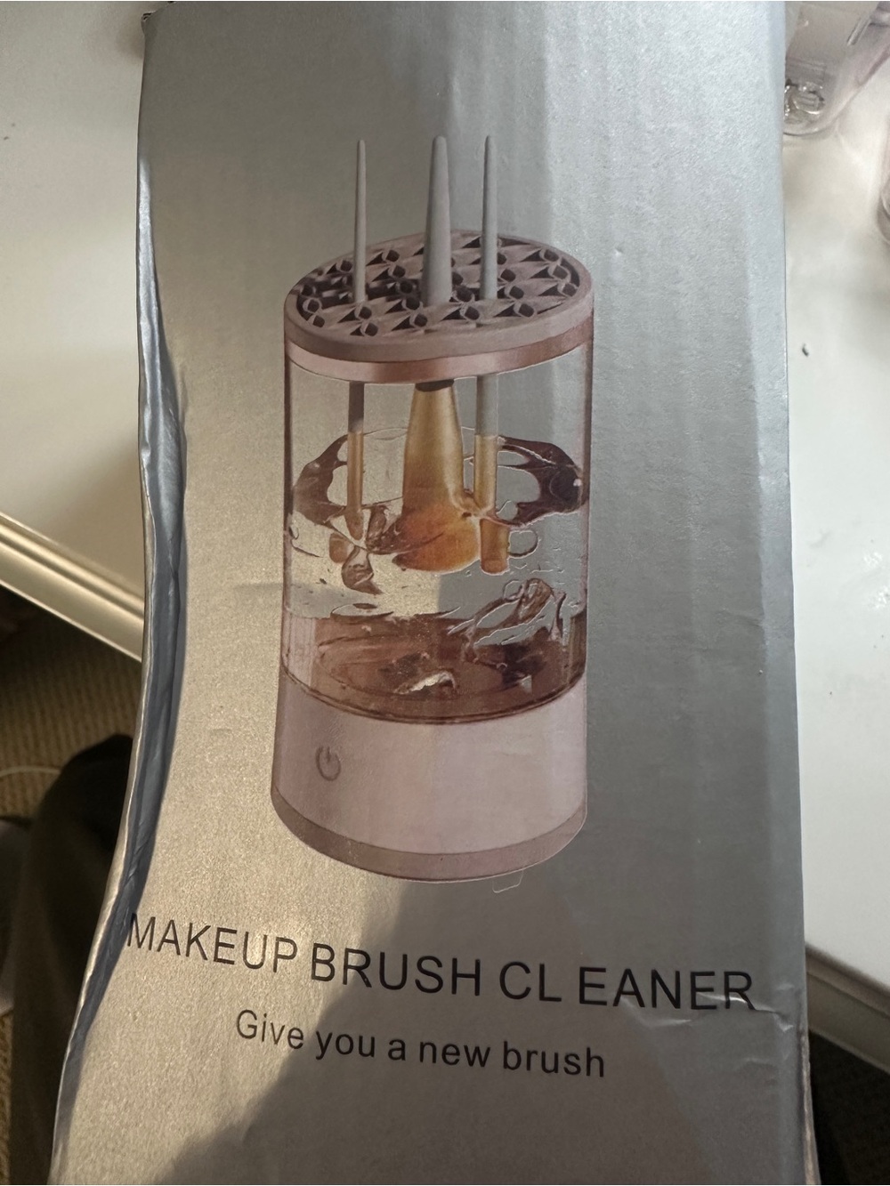 Electric Makeup Brush Cleaner in Pink and Clear